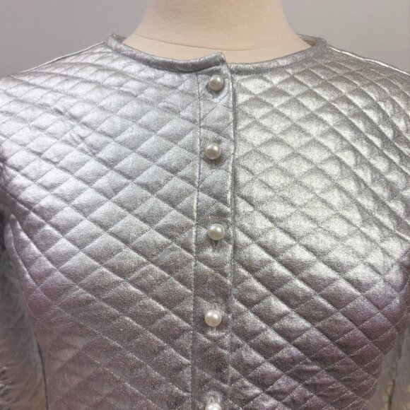 Reclaimed Vintage button front cropped silver jacket size US 6 - Picture 2 of 7